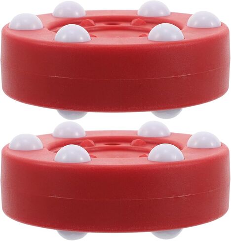 BESTonZON 2pcs Roller Hockey Pucks with Red Dots, Outdoor Practice Street Pucks for Men and Women, Plastic Ground Hockey Balls for Training and Competition in Kuwait