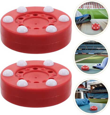 BESTonZON 2pcs Roller Hockey Pucks with Red Dots, Outdoor Practice Street Pucks for Men and Women, Plastic Ground Hockey Balls for Training and Competition in Kuwait