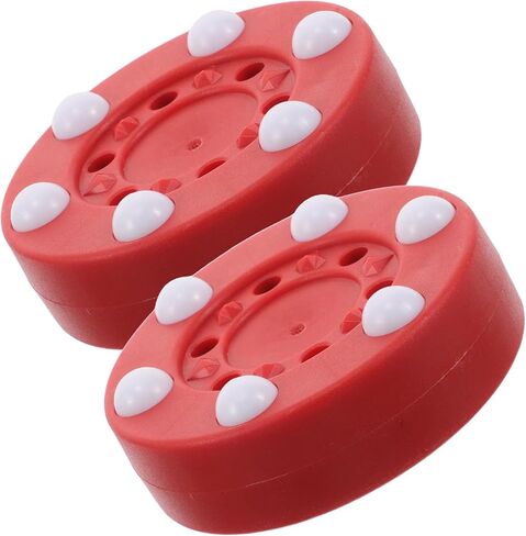 2pcs Roller Hockey Pucks with Red Mark Outdoor Training Ice Pucks for Street and Indoor Floor Hockey Practice for Men and Women in Kuwait