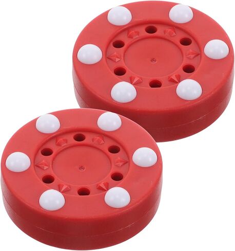 Hemoton 2pcs Roller Hockey Pucks with Soft Plastic Material Red Dotted Street Hockey Balls for Training and Outdoor Use Suitable for Men and Women in Kuwait