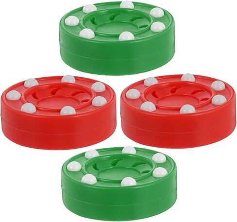 Totority 4pcs Roller Hockey Pucks Training Set for Indoor and Outdoor Practice, Red and Green Sturdy Plastic Ice Hockey Balls for Adult and Youth Training in Kuwait