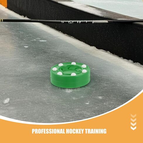 Totority 4pcs Roller Hockey Pucks Training Set for Indoor and Outdoor Practice, Red and Green Sturdy Plastic Ice Hockey Balls for Adult and Youth Training in Kuwait