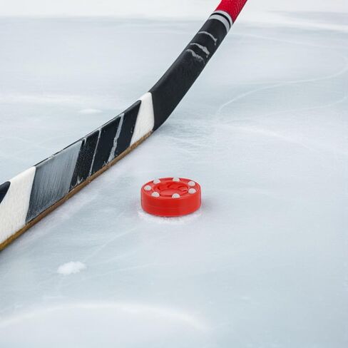 Totority 4pcs Roller Hockey Pucks Training Set for Indoor and Outdoor Practice, Red and Green Sturdy Plastic Ice Hockey Balls for Adult and Youth Training in Kuwait