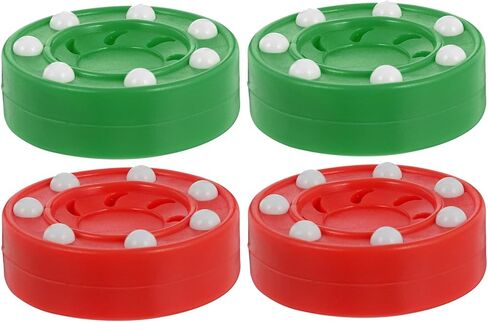 4pcs Roller Hockey Pucks Set, Red and Green Sturdy Plastic Street Hockey Balls for Indoor Outdoor Training and Practice in Kuwait