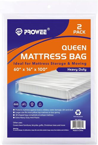 2 PK Twin XL/Twin Mattress Bags for Moving and Storage, Heavy-Duty 4 Mil Clear Plastic Mattress Cover for Moving, Super Thick Mattress Storage Bags in Kuwait
