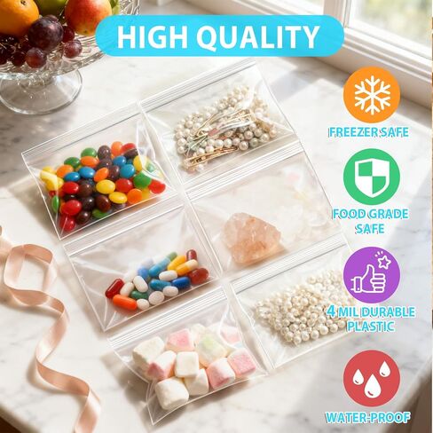 6" x 4" Zip Bags, 4 Mil Heavy Duty Bait Bags Clear Plastic Zipper Lock Sleeves, Pack of 100 in Kuwait