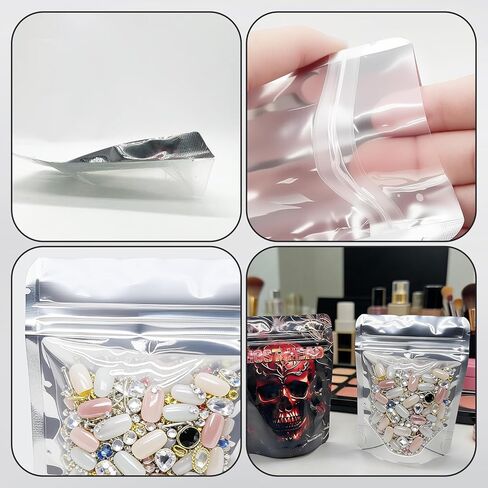 Self-Sealing Bags 4.92x3.74 Inch (12.5x9.5cm) Stand-Up Light Blocking Dustproof for Crafts & Small Collectibles (100) in Kuwait