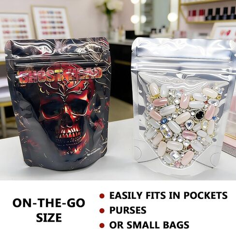 Self-Sealing Bags 4.92x3.74 Inch (12.5x9.5cm) Stand-Up Light Blocking Dustproof for Crafts & Small Collectibles (100) in Kuwait