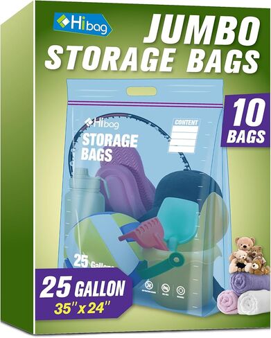 15 Gallon Large Storage Bags, 24" x 24" Zipper Bags with Handle, Extra Large XL Zip Top Bags for Clothes Travel Moving, Blue, Pack of 5 in Kuwait