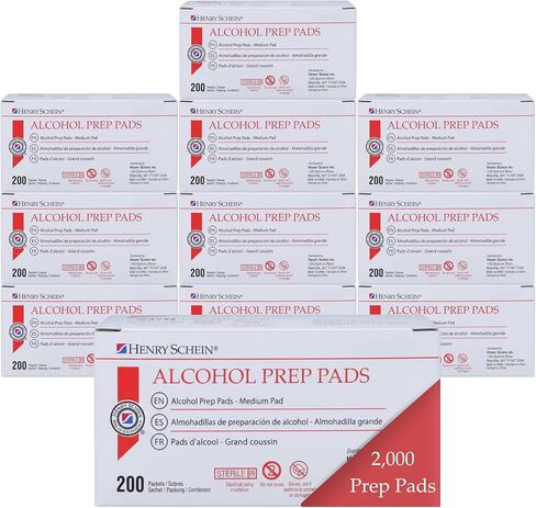 Alcohol Prep Pads, Medium Size, 400 Count - 70% Isopropyl Alcohol, Individually Wrapped, Sterile Wipes for Medical & Everyday Use in Kuwait
