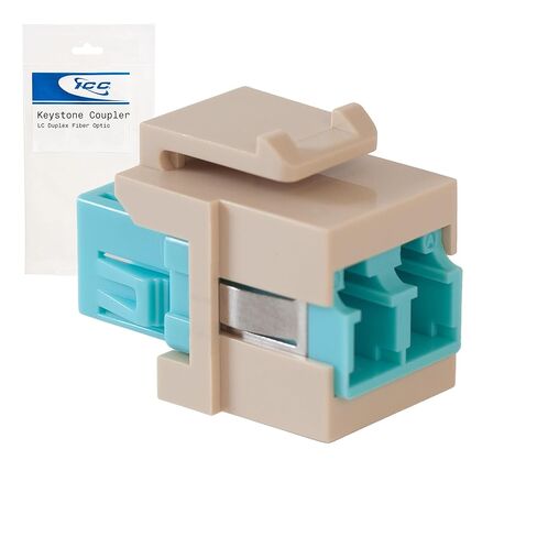 ICC LC to LC Duplex Fiber Optic Keystone Coupler, OS1/OS2 Singlemode, Zirconia Ceramic Sleeve Adapter, LC Female to LC Female, Fits Keystone Wall Plates & Patch Panels, White in Saudi Arabia