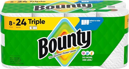 Bounty Paper Towels Select-A-Size, White, 8 Triple Rolls = 24 Regular Rolls in Kuwait