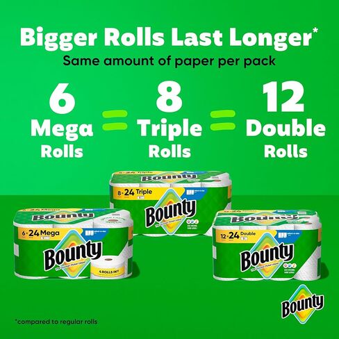 Bounty Paper Towels Select-A-Size, White, 8 Triple Rolls = 24 Regular Rolls in Kuwait