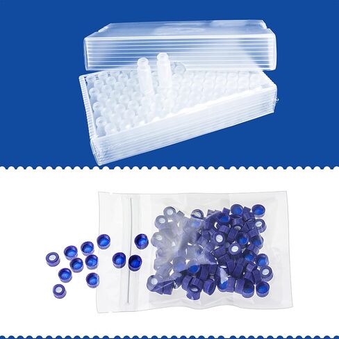 ALWSCI 9 mm Screw Top Vials with 0.3 mL Fused Inserts, Polypropylene, Pre-Slit 9-425 Screw Thread Vial Blue Caps, 9mm, Blue PTFE/White Silicone Septa in Saudi Arabia