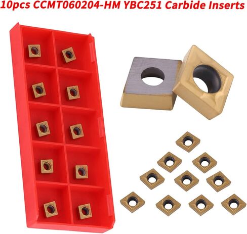 10PCS Carbide Inserts, CNC CCMT060204 HM YBC251 Carbide Lathe Tools, Blade Cutter Lathe Turning Tool with Storage Case for Semi Finishing Steel in Saudi Arabia