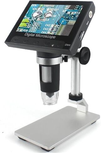4.3 Inch LCD Display USB Digital Electronic Microscope Endoscope Record 1000X 2 Megapixels with 8 LED Stand for Repair Solder (Aluminum bracket) in Saudi Arabia