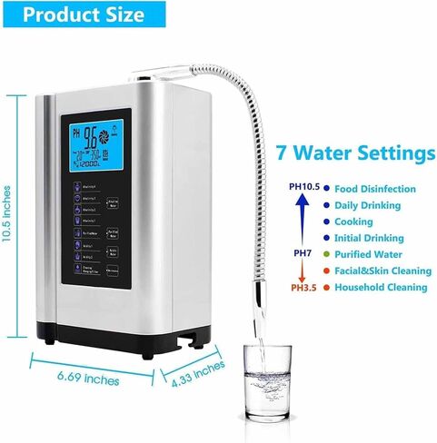 COYEUX Alkaline Acid Water Machine, Water Ionizer, 3.5-10.5 Ph 7 Modes, 600 to -500 Mv, 8000 litres Per Filter, Auto-Cleaning in Kuwait