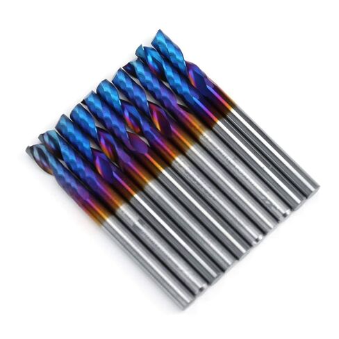 10PCs 3.175mm Blue Nano Coating Shank Milling Cutter, Single Blade Spiral Carbide Engraving Tools for PCB SMT CNC Plastic Fiber Carbon Fiber in Kuwait
