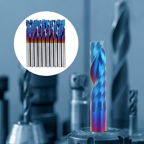10PCs 3.175mm Blue Nano Coating Shank Milling Cutter, Single Blade Spiral Carbide Engraving Tools for PCB SMT CNC Plastic Fiber Carbon Fiber in Kuwait