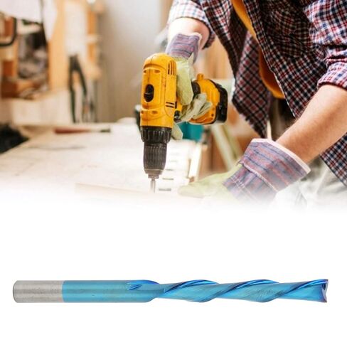 2 Flute Milling Cutter, Blue Plated Left Handed Tungsten Steel, 6mm Shank, 42mm Blade, 85mm Total Length, for Drilling Milling Cutting and Engraving in Kuwait