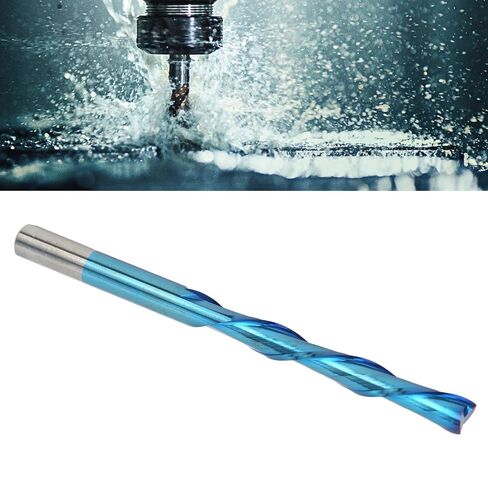 2 Flute Milling Cutter, Blue Plated Left Handed Tungsten Steel, 6mm Shank, 42mm Blade, 85mm Total Length, for Drilling Milling Cutting and Engraving in Kuwait