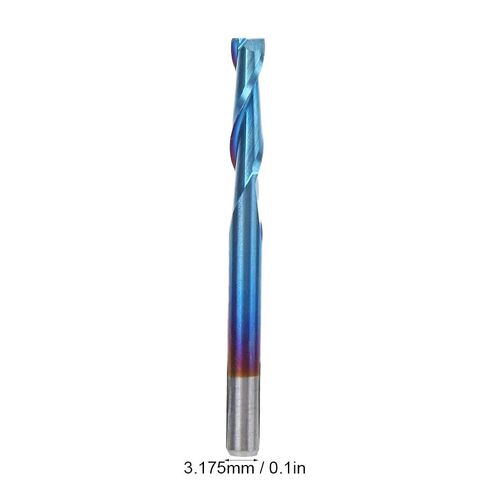 10Pcs 3.175mm Cemented Carbide Milling Cutters, 2 Flute Blue Nano Coating Flat Bottom, Ultra Fine Grained Material for PCB, SMT, CNC, Plastic and Carbon Fiber Cutting in Kuwait