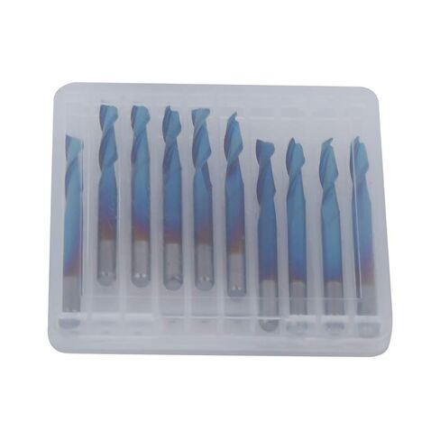 10Pcs 3.175mm Cemented Carbide Milling Cutters, 2 Flute Blue Nano Coating Flat Bottom, Ultra Fine Grained Material for PCB, SMT, CNC, Plastic and Carbon Fiber Cutting in Kuwait
