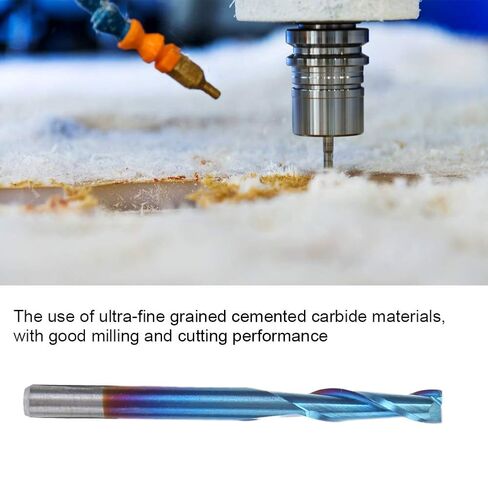 10Pcs 3.175mm Cemented Carbide Milling Cutters, 2 Flute Blue Nano Coating Flat Bottom, Ultra Fine Grained Material for PCB, SMT, CNC, Plastic and Carbon Fiber Cutting in Kuwait