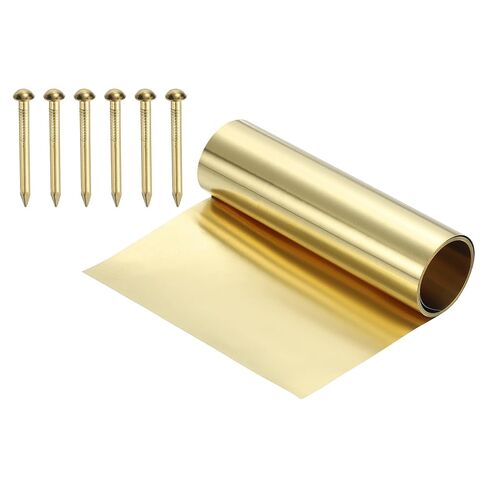 PATIKIL Metal Film Brass Foil Plate, 52 Gauge x 3.9" x 39" H62 Metal Foil Plate Copper Strip Brass Roll for DIY Crafts Electrical Repairs DIY Projects Grounding, Brassy(3.9" Width) in Saudi Arabia