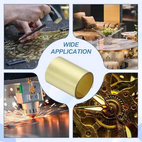 PATIKIL Metal Film Brass Foil Plate, 52 Gauge x 3.9" x 39" H62 Metal Foil Plate Copper Strip Brass Roll for DIY Crafts Electrical Repairs DIY Projects Grounding, Brassy(3.9" Width) in Saudi Arabia
