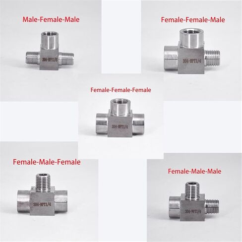 Tee Fittings, 304 Stainless Steel Tee Hose Barb Fitting BSP NPT 1/8-1/2 inch Male Fem Gas Liquid in Saudi Arabia