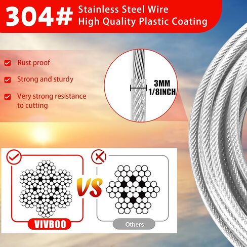 4FT/6FT/10FT/15FT Cable Locks with Combination 1/8 inch Security Cable with Loops for Fence Luggage Gym Locker Cabinet in Kuwait