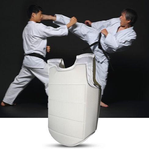 Breathable Canvas Boxing Chest Guard Rib Armour Body Protector with Foam Padding Adjustable Strap for Martial Arts Taekwondo Muay Thai Training in Kuwait