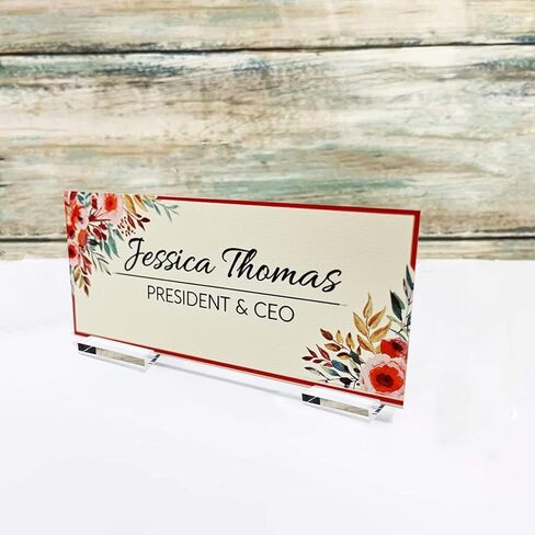 BOYIVI 10Pcs Clear Acrylic Table Card Stands Set Elegant Name Display Holders for Menus, Weddings, Office Meetings and Photo Signs (Rectangle) in Saudi Arabia