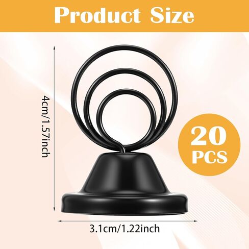 20 Pcs Table Number Holders, Metal Place Card Holders Circular with Base Name Menu Clips for Wedding Party Reception Sign Photo Stands Black in Saudi Arabia