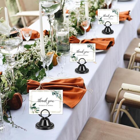 20 Pcs Table Number Holders, Metal Place Card Holders Circular with Base Name Menu Clips for Wedding Party Reception Sign Photo Stands Black in Saudi Arabia