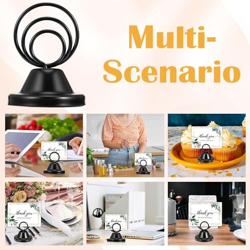 20 Pcs Table Number Holders, Metal Place Card Holders Circular with Base Name Menu Clips for Wedding Party Reception Sign Photo Stands Black in Saudi Arabia