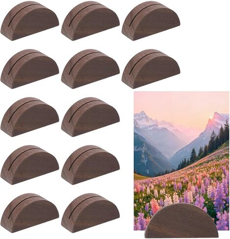 12pcs Wooden Place Card Holders,Semicircular Design Wood Table Number Holders,1.6In Wood Card Holder, Table Number Stands, Cards Stand for Retail Shop Wedding Party Events Decoration in Saudi Arabia