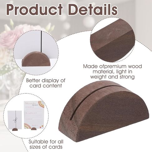 12pcs Wooden Place Card Holders,Semicircular Design Wood Table Number Holders,1.6In Wood Card Holder, Table Number Stands, Cards Stand for Retail Shop Wedding Party Events Decoration in Saudi Arabia