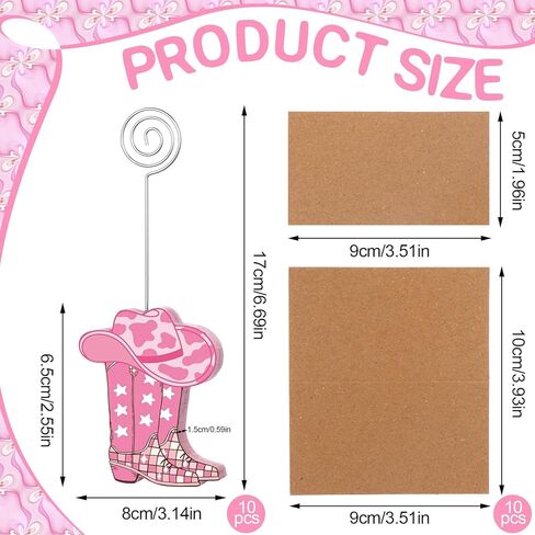 10 Pcs Pink Cowboy Boots Table Number Holders Wooden Cowboy Hat Boots Photo Place Card Holder Picture Menu Memo Clips Stands for Western Decorations Party Birthday Wedding Decor in Saudi Arabia