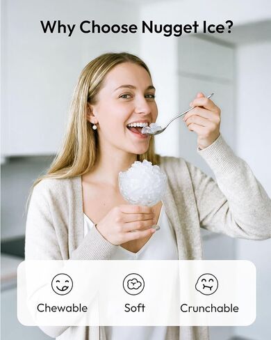 EUHOMY Commercial Nugget Ice Maker Machine, 80lbs/24H, Stainless Steel Under Counter Pebble Ice Maker with Water Filter, 9.25lbs Storage Bin, Soft Sonic Ice Machine for Home/Bar/Cafe/Restaurant in Kuwait