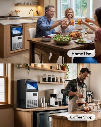 EUHOMY Commercial Nugget Ice Maker Machine, 80lbs/24H, Stainless Steel Under Counter Pebble Ice Maker with Water Filter, 9.25lbs Storage Bin, Soft Sonic Ice Machine for Home/Bar/Cafe/Restaurant in Kuwait