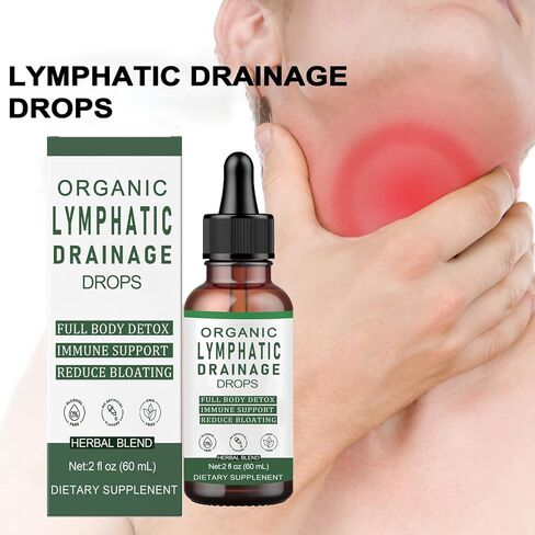 قطرات التصريف اللمفاوي، قطرات سائلة لدعم الجهاز اللمفاوي، مع مكونات عشبية، تقلل الانتفاخ، تزيل سموم الجسم بالكامل وتنظفه، تعزز الدورة الدموية، نباتية، غير معدلة وراثيًا (60 مل) (1) in Saudi Arabia