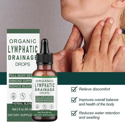 قطرات التصريف اللمفاوي، قطرات سائلة لدعم الجهاز اللمفاوي، مع مكونات عشبية، تقلل الانتفاخ، تزيل سموم الجسم بالكامل وتنظفه، تعزز الدورة الدموية، نباتية، غير معدلة وراثيًا (60 مل) (1) in Saudi Arabia