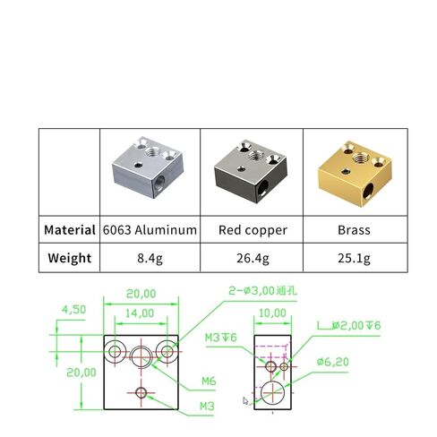 3D Printer CR10 Heated Block Titanium Alloy Heat Copper Plating(Aluminum Alloy) in Saudi Arabia