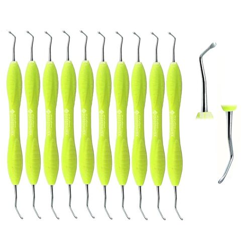 Dental Spoon Excavator Double Ended – Green Silicone Handle, Stainless Steel Caries Removal Instrument in Kuwait