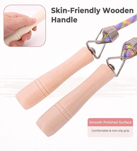 Long Jump Rope, 16ft Double Dutch Skipping Rope for Kids Adult, Group Multiplayer Jumping Rope with Wooden Handle and Cotton Rope for School, Gym & Outdoor Play in Kuwait