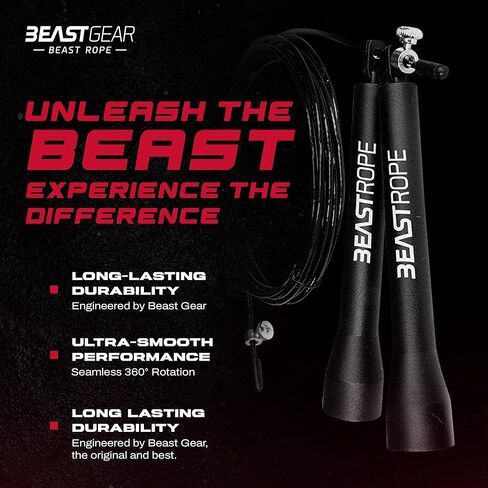 Beast Gear Jump Rope, Jump Ropes for Fitness, Premium Aluminium Skipping Rope for Men Women - Boxing, MMA, HIIT, Strength Training & Double Unders in Kuwait