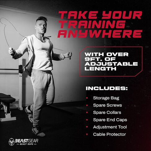 Beast Gear Jump Rope, Jump Ropes for Fitness, Premium Aluminium Skipping Rope for Men Women - Boxing, MMA, HIIT, Strength Training & Double Unders in Kuwait