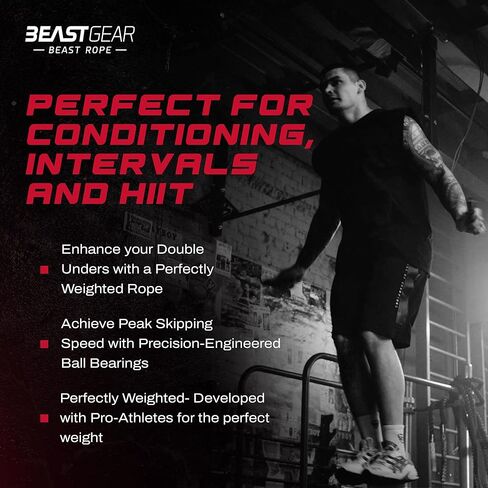 Beast Gear Jump Rope, Jump Ropes for Fitness, Premium Aluminium Skipping Rope for Men Women - Boxing, MMA, HIIT, Strength Training & Double Unders in Kuwait